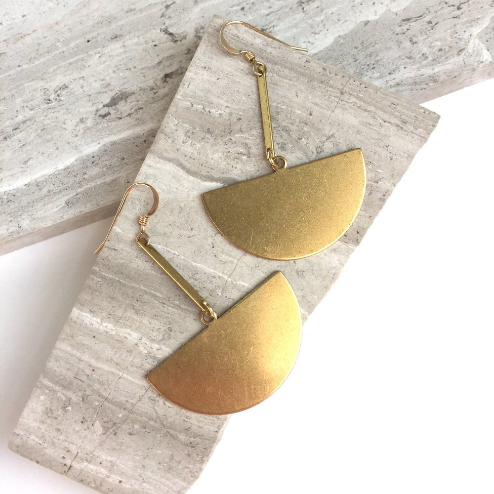 Brass bar Half circle Earrings